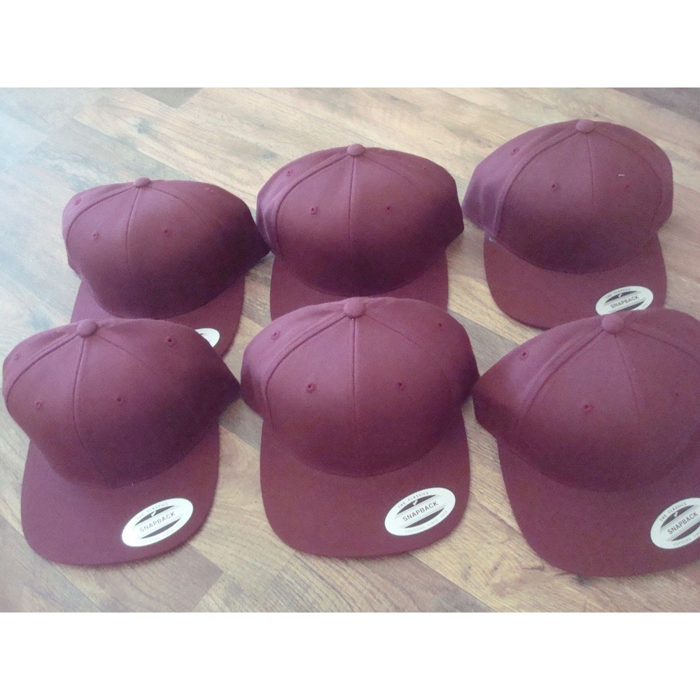 6 LOT BUNDLE BLANK SNAPBACK MAROON LIDS‎ HAT CAP 00S Y2K VINTAGE DEADSTOCK